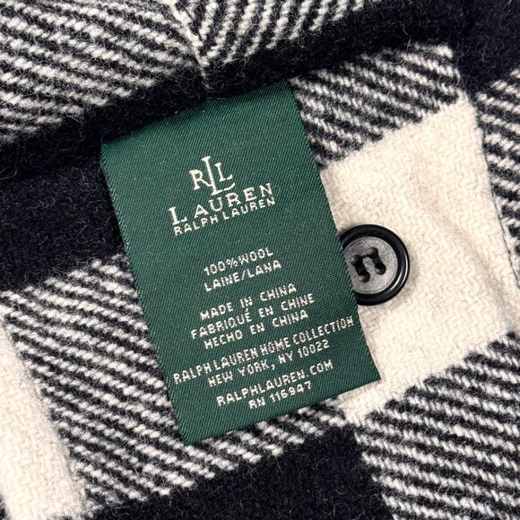 VTG Lauren Ralph Lauren Winter Cottage Wool Buffalo Plaid Sham Set Of 2 20x26 - Picture 14 of 16